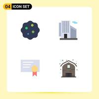 Modern Set of 4 Flat Icons and symbols such as bacterium diploma zoom skyscraper barn Editable Vector Design Elements