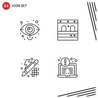 Group of 4 Modern Filledline Flat Colors Set for business design marketing garage thinking Editable Vector Design Elements