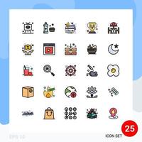 Universal Icon Symbols Group of 25 Modern Filled line Flat Colors of court auction reward detergent achievement notification Editable Vector Design Elements