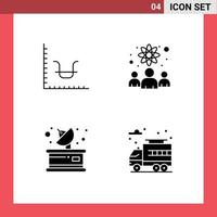 Modern Set of 4 Solid Glyphs Pictograph of business media marketing researchers receiver Editable Vector Design Elements