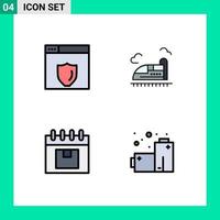 Modern Set of 4 Filledline Flat Colors Pictograph of web server management bullet speed product Editable Vector Design Elements