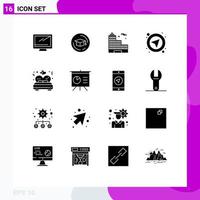 Set of 16 Modern UI Icons Symbols Signs for valentine bed building user navigation Editable Vector Design Elements