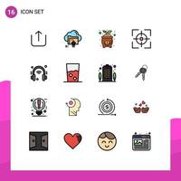 Set of 16 Modern UI Icons Symbols Signs for helpdesk target bag focus aim Editable Creative Vector Design Elements