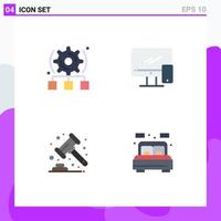 Universal Icon Symbols Group of 4 Modern Flat Icons of setting auction server device law Editable Vector Design Elements