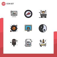 9 Filledline Flat Color concept for Websites Mobile and Apps time gear link valentine robot Editable Vector Design Elements