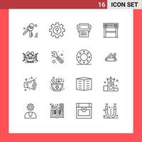 16 Thematic Vector Outlines and Editable Symbols of body goal print race line Editable Vector Design Elements