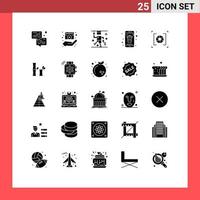 Set of 25 Modern UI Icons Symbols Signs for smartphone delete movie contact medical Editable Vector Design Elements