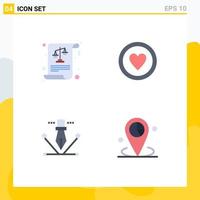 Set of 4 Commercial Flat Icons pack for balance designing laws board pen tool Editable Vector Design Elements