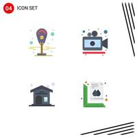 Pack of 4 Modern Flat Icons Signs and Symbols for Web Print Media such as machine measure camera home size Editable Vector Design Elements