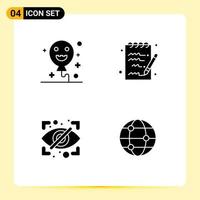 4 Thematic Vector Solid Glyphs and Editable Symbols of balloons security document block travel Editable Vector Design Elements