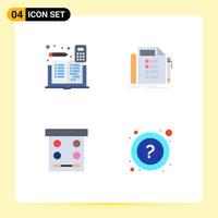 conjunto de 4 paquetes de iconos planos comerciales para tareas de contabilidad lista de cuentas sombra de ojos elementos de diseño vectorial editables vector