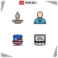 4 Creative Icons Modern Signs and Symbols of candle usa holiday user computer Editable Vector Design Elements