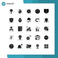 25 iconos creativos signos y símbolos modernos de protección escudo predicación proteger planeta elementos de diseño vectorial editables vector