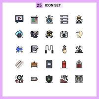 paquete de iconos vectoriales de stock de 25 signos y símbolos de línea para el servidor de estudio de construcción de ingenieros que aloja elementos de diseño vectorial editables vector