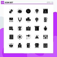 User Interface Pack of 25 Basic Solid Glyphs of web page security ball internet light Editable Vector Design Elements