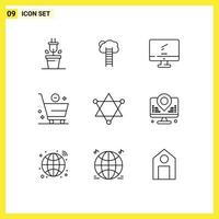 9 Thematic Vector Outlines and Editable Symbols of e cart ladder pc device Editable Vector Design Elements