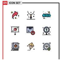 conjunto de 9 iconos de interfaz de usuario modernos símbolos signos para entrega trabajo en equipo collar estrategia negocio elementos de diseño vectorial editables vector