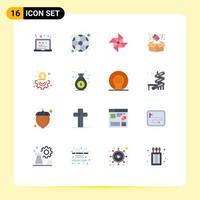 Flat Color Pack of 16 Universal Symbols of bag content spring business box Editable Pack of Creative Vector Design Elements