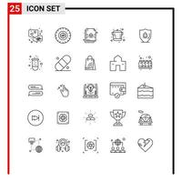 Universal Icon Symbols Group of 25 Modern Lines of experiment protection protection protect bug Editable Vector Design Elements