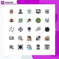 Group of 25 Filled line Flat Colors Signs and Symbols for web imac business device computer Editable Vector Design Elements