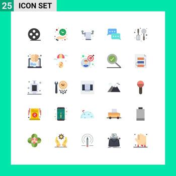 Pictogram Set of 25 Simple Flat Colors of reply conversation save time communication towel Editable Vector Design Elements
