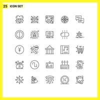 Set of 25 Commercial Lines pack for chat navigator play navigation compass Editable Vector Design Elements