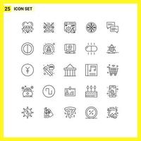 Set of 25 Commercial Lines pack for chat navigator play navigation compass Editable Vector Design Elements