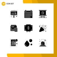 9 Universal Solid Glyphs Set for Web and Mobile Applications calculation budget businessman banking audit Editable Vector Design Elements