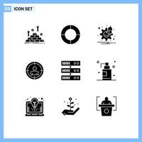 User Interface Pack of 9 Basic Solid Glyphs of server backup notification audience targeting focus Editable Vector Design Elements