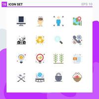 Pictogram Set of 16 Simple Flat Colors of destination location knowledge pin person Editable Pack of Creative Vector Design Elements