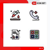 Pack of 4 Modern Filledline Flat Colors Signs and Symbols for Web Print Media such as drop report science plus back to school Editable Vector Design Elements