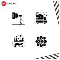 Set of 4 Modern UI Icons Symbols Signs for light hand studio fast promotion sale Editable Vector Design Elements