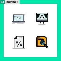 Group of 4 Filledline Flat Colors Signs and Symbols for communication document sync security payment Editable Vector Design Elements