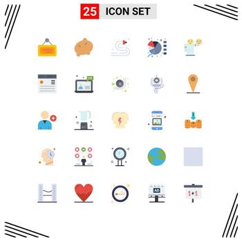 25 User Interface Flat Color Pack of modern Signs and Symbols of emoji man hose statistics graph Editable Vector Design Elements