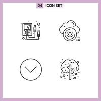 Universal Icon Symbols Group of 4 Modern Filledline Flat Colors of ammeter down multi meter close media player Editable Vector Design Elements