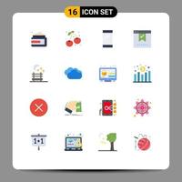 Pack of 16 Modern Flat Colors Signs and Symbols for Web Print Media such as okay good phone check iphone Editable Pack of Creative Vector Design Elements
