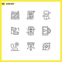 Set of 9 Modern UI Icons Symbols Signs for pay cash sharing mobile file sharing document Editable Vector Design Elements