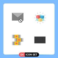 Flat Icon Pack of 4 Universal Symbols of envelope cube sms labyrinth education Editable Vector Design Elements