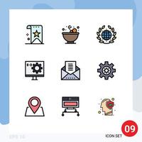 9 iconos creativos signos y símbolos modernos de desarrollo de correo electrónico tierra desarrollar codificación elementos de diseño vectorial editables vector