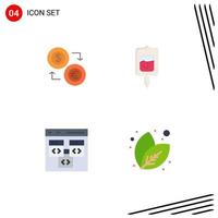 Set of 4 Commercial Flat Icons pack for exchange test dollar financial samples Editable Vector Design Elements