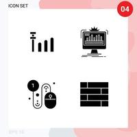 User Interface Pack of 4 Basic Solid Glyphs of connection click admin processing pay per click Editable Vector Design Elements