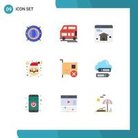 User Interface Pack of 9 Basic Flat Colors of hardware computers browser card claus Editable Vector Design Elements