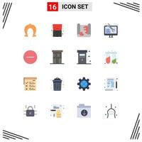 Modern Set of 16 Flat Colors Pictograph of web development software notebook coding pin Editable Pack of Creative Vector Design Elements
