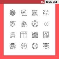 16 User Interface Outline Pack of modern Signs and Symbols of flower up idea arrows resize Editable Vector Design Elements