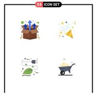 Set of 4 Commercial Flat Icons pack for bundle leaf up star eco Editable Vector Design Elements