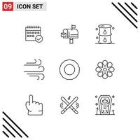 Modern Set of 9 Outlines Pictograph of weather power box oil fuel Editable Vector Design Elements