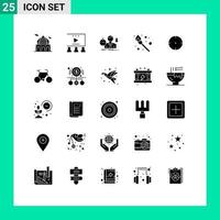 Stock Vector Icon Pack of 25 Line Signs and Symbols for aim fire video tutorials camping depression Editable Vector Design Elements