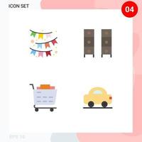 4 Universal Flat Icon Signs Symbols of celebrate buy ribbon interior shopping cart Editable Vector Design Elements