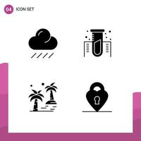 Group of Solid Glyphs Signs and Symbols for cloud tree chemistry gas arecaceae Editable Vector Design Elements