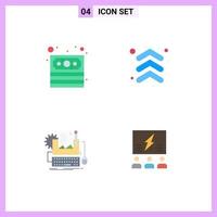 4 iconos creativos, signos y símbolos modernos de efectivo, computadora, dirección de flecha, teclado, elementos de diseño vectorial editables vector